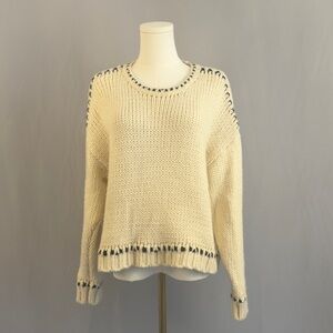 Elegant Cream Sweater with Black Detailing Perfect For Cold Days & Layering